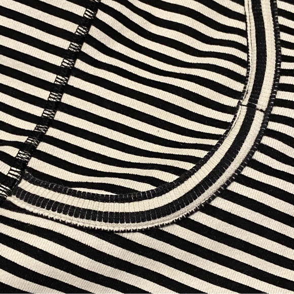 Lululemon Black and White Striped Scuba Hoodie with Pink Accents - Picture 7 of 10